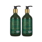 Back view of Baby Hair Rosemary Lux Shampoo and Conditioner set — two green 16.9 fl oz bottles with gold pumps and detailed ingredient and usage labels, displayed side by side on a clean white background.